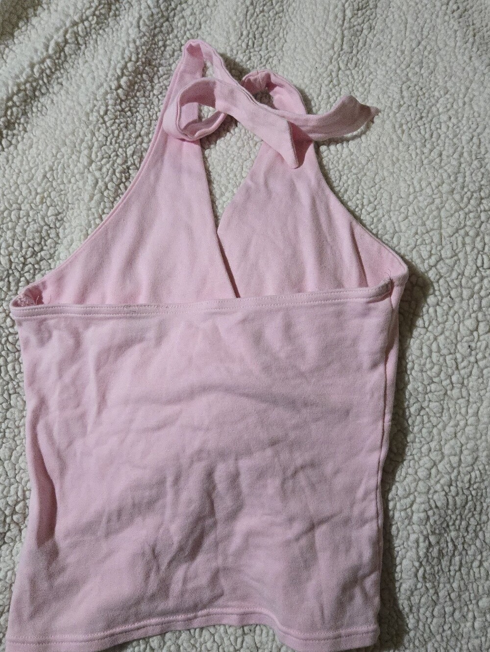 Energie Y2k Women's Baddie Light Pink Halter Crop Top Cross Over Bust Medium - Picture 5 of 6